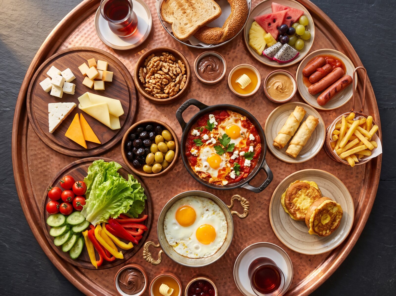 NIMA Special Breakfast for 2 — a Turkish breakfast spread on a copper tray