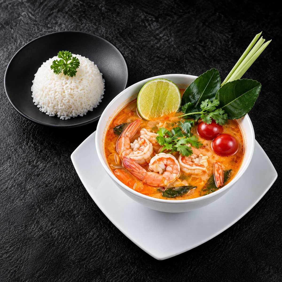 ต้มยำ เสิร์ฟพร้อมข้าว ที่ NIMA Cafe เชิงทะเล