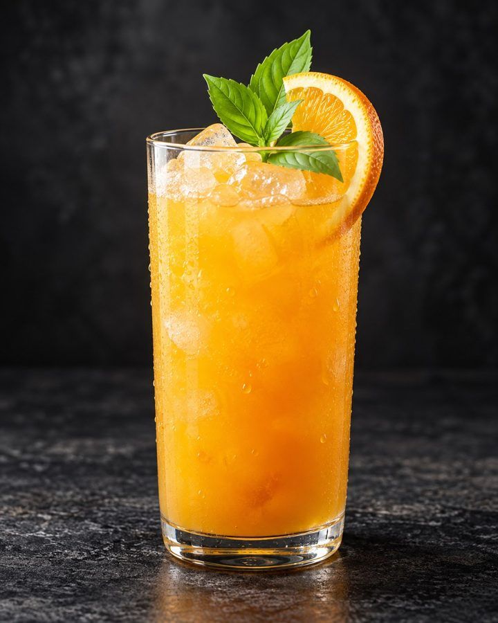 Fresh orange juice at Nima Cafe, squeezed to order and served over ice